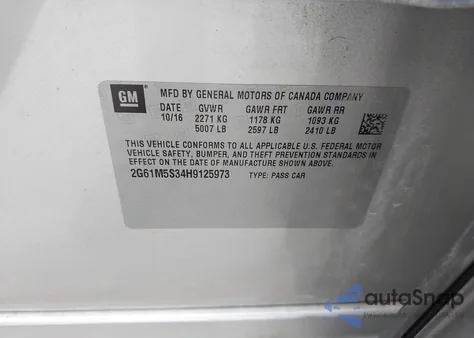 2017 Cadillac Xts Luxury из США, поврежденный, VIN 2G61M5S34H9125973